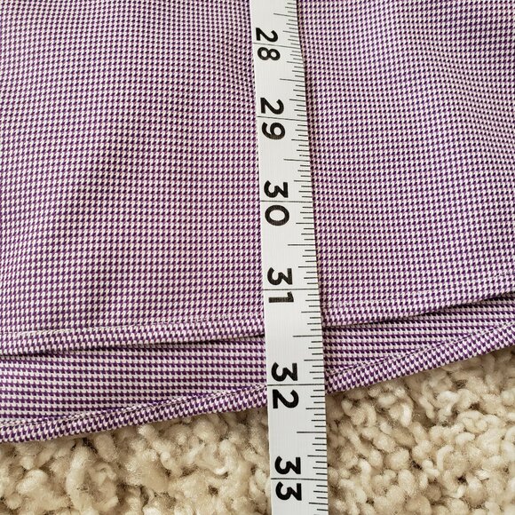Eton Mens Button Up Dress Shirt Lavender White Check Long Sleeve Size 17 Twill - Picture 12 of 15